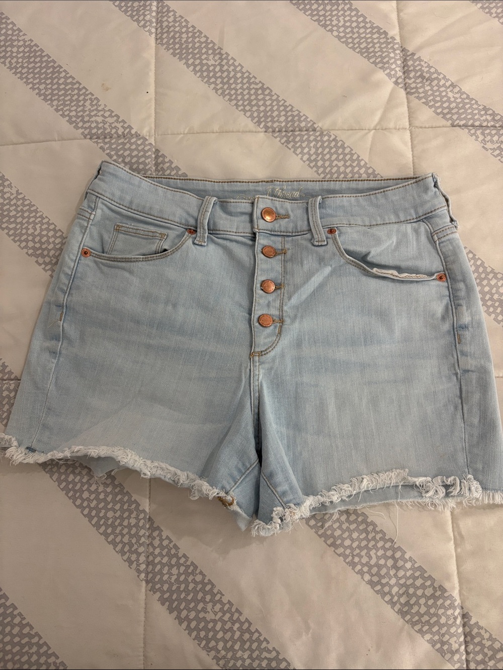 Universal Thread Light Blue High-Rise Button-Up Denim Shorts